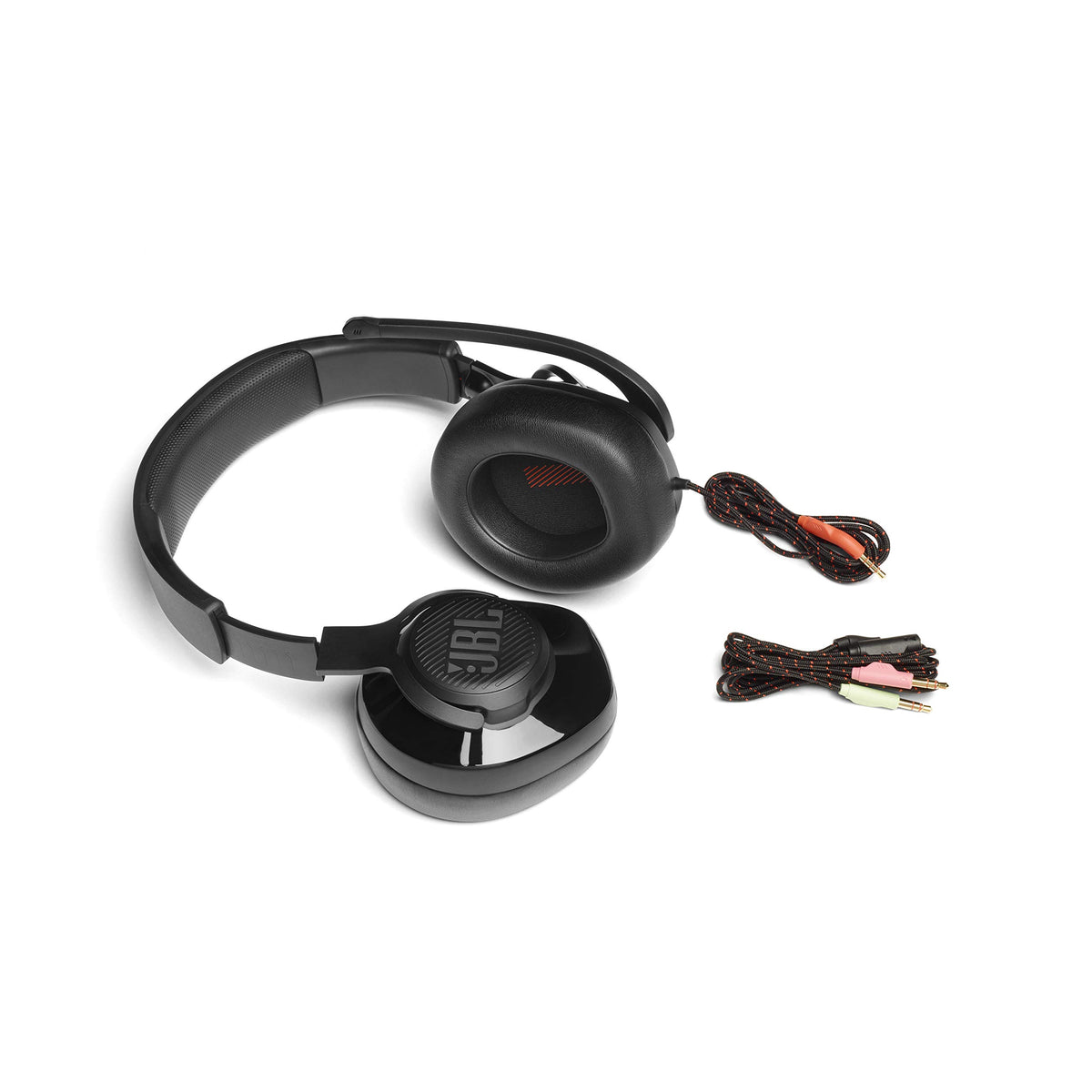 JBL Quantum 200 memory foam ear cushion close-up for long-session comfort
