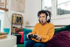 JBL Quantum 360P headset side view highlighting lightweight design for extended play