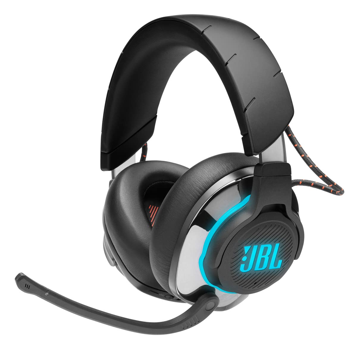 JBL Quantum 810 Wireless front view highlights sleek design for long gaming sessions.