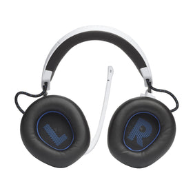 JBL Quantum 910P flip-up mic demonstrates instant muting for focused team calls