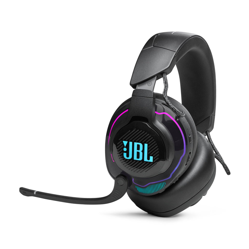 JBL Quantum 910X headset front view showing extended gaming comfort design