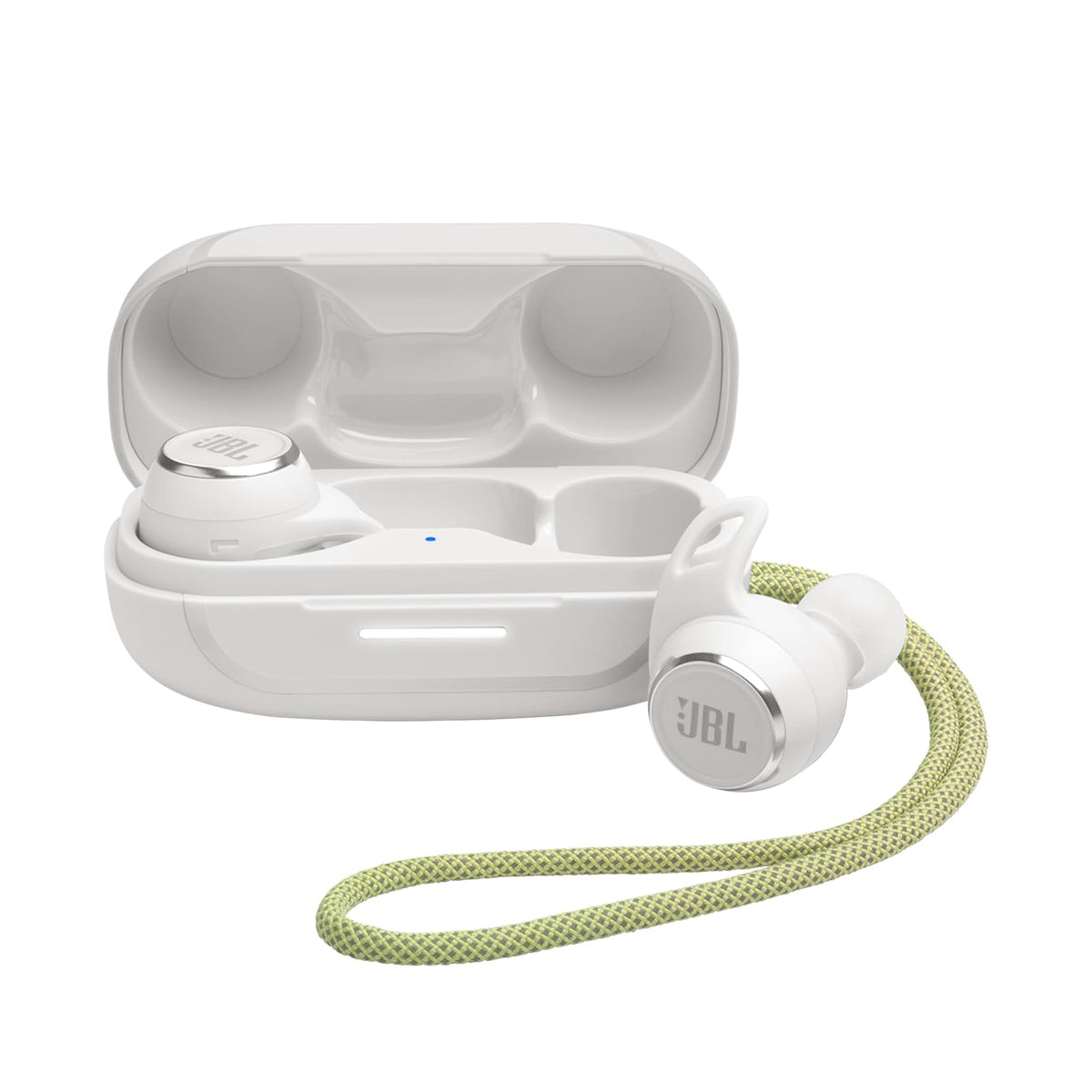 JBL Reflect Aero case and earbuds for secure, on-the-go listening.