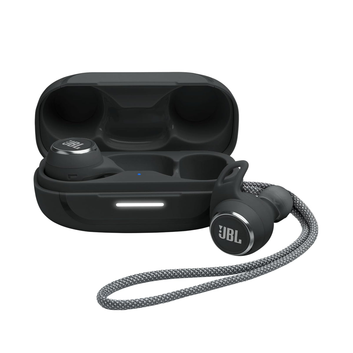 JBL Reflect Aero charging case keeps earbuds ready for long sessions on the go.