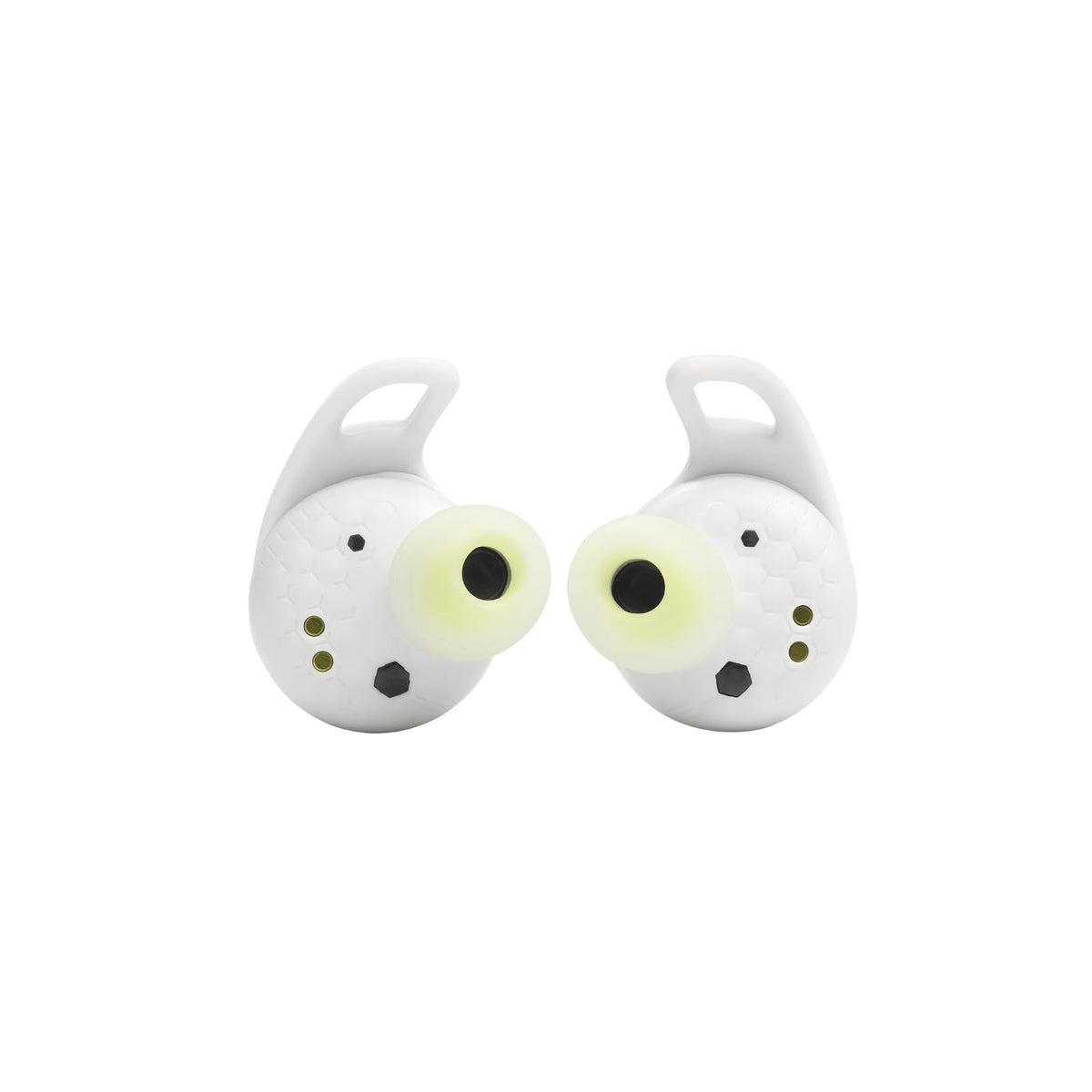 JBL Reflect Aero white design highlights sleek, comfortable styling.