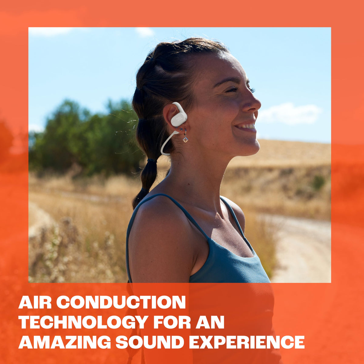 JBL SoundGear Sense quick charge provides additional hours with a 15-minute boost.