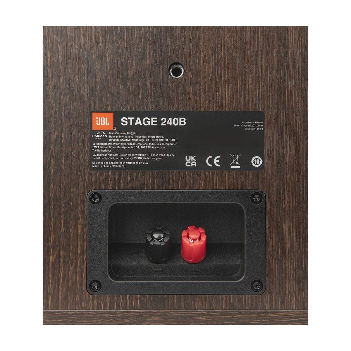 JBL Stage 2 240B cabinet in espresso finish offers premium aesthetics.