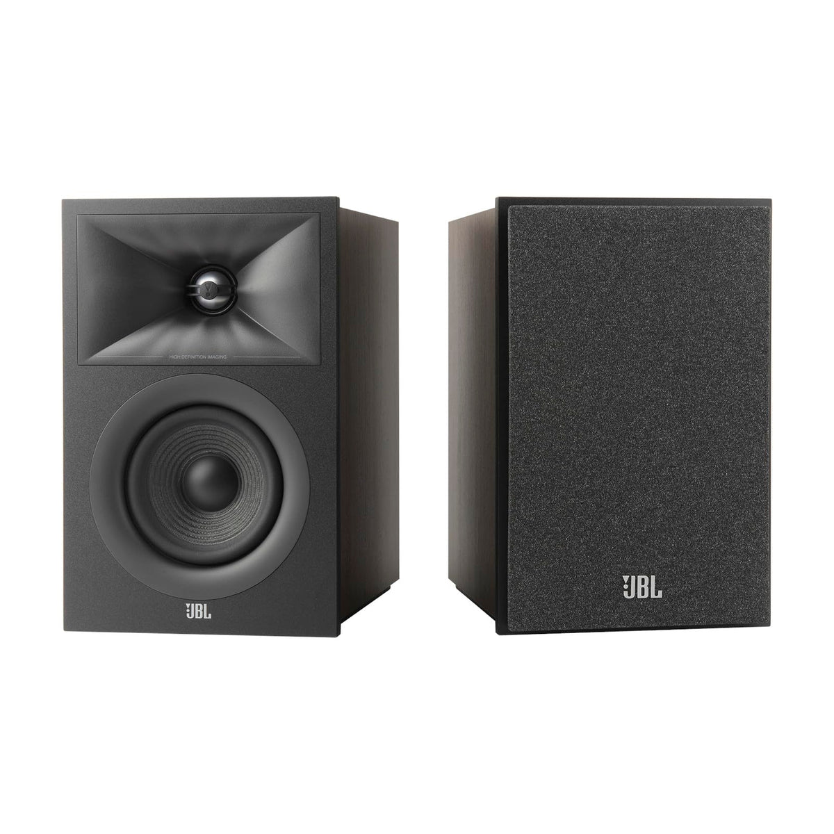 JBL Stage 2 240B front view in espresso boosts room aesthetics and sound clarity.
