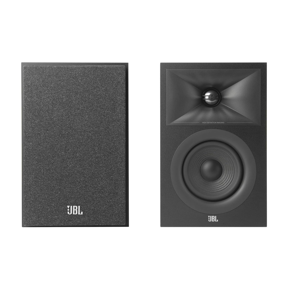 JBL Stage 2 240B side view highlights compact bookshelf design for small spaces.