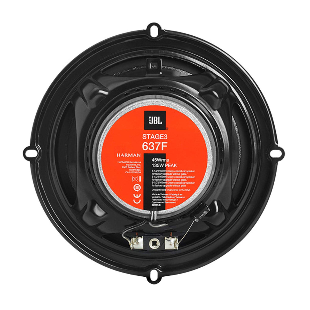 JBL Stage 3637F vented basket design cools voice coils for reliability