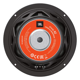 JBL Stage 82 installed in a car trunk demonstrating compact, powerful bass