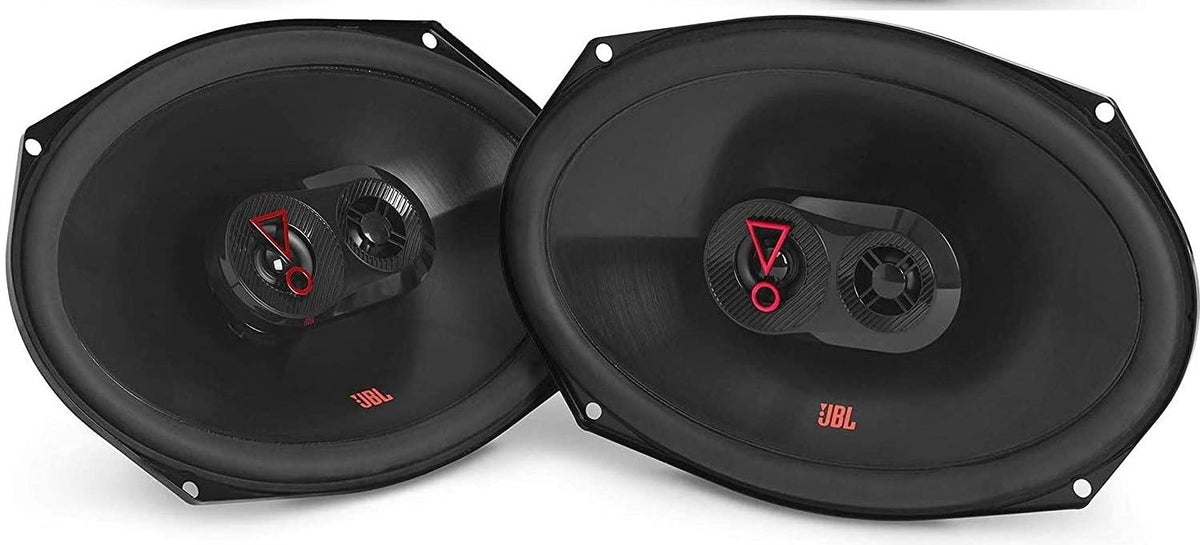 JBL Stage3 9637F 6x9 front view highlights three-way design for balanced sound.