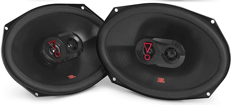 JBL Stage3 9637F 6x9 front view highlights three-way design for balanced sound.