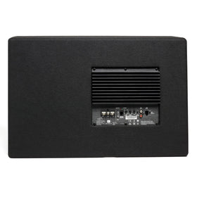 JBL SUBBP12AM rear panel highlighting built-in amplifier for efficient power