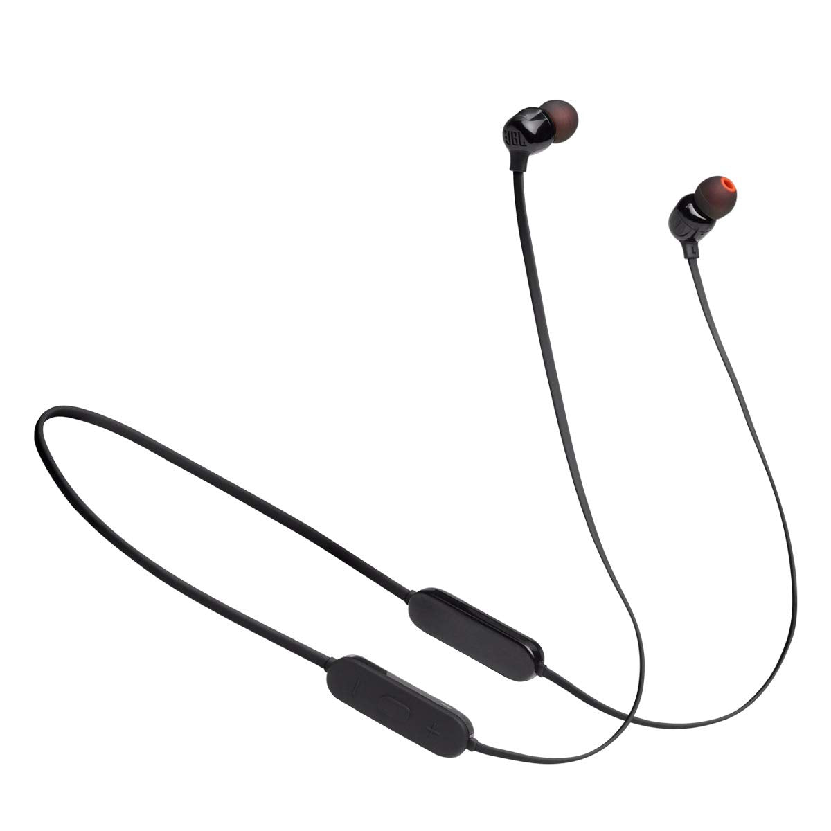 JBL Tune 125 front view showing sleek black earbuds and practical design benefit