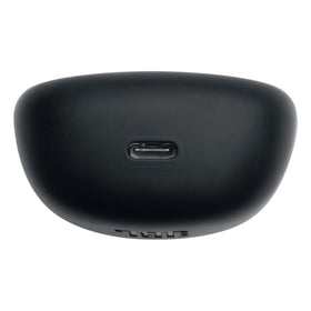 JBL included USB-C cable and case with earbuds indicating ready-to-charge convenience