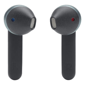 JBL charging case open displaying earbuds and quick access for instant listening