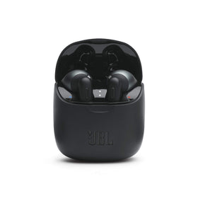 JBL earbuds worn in ear demonstrating secure fit and clear call convenience