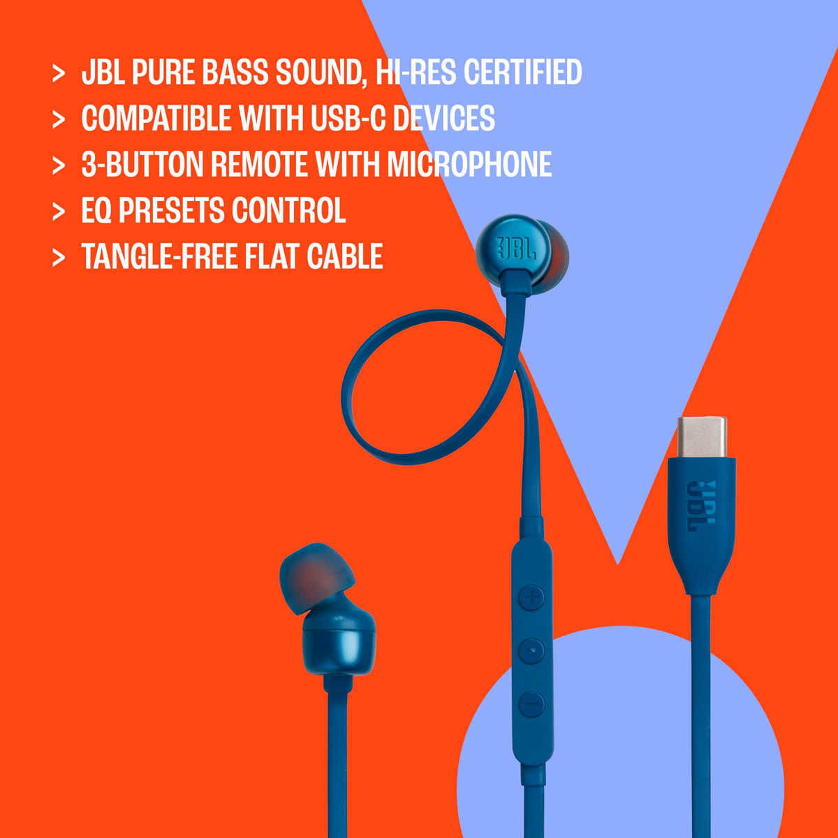 JBL Tune 310C packaging with contents laid out showcasing included components