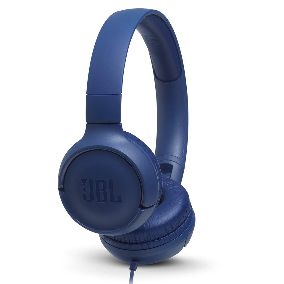 JBL Tune 500 front view showing on‑ear design and foldable portability benefit
