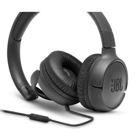 JBL Tune 500 remote and mic close-up showing one-button control for calls