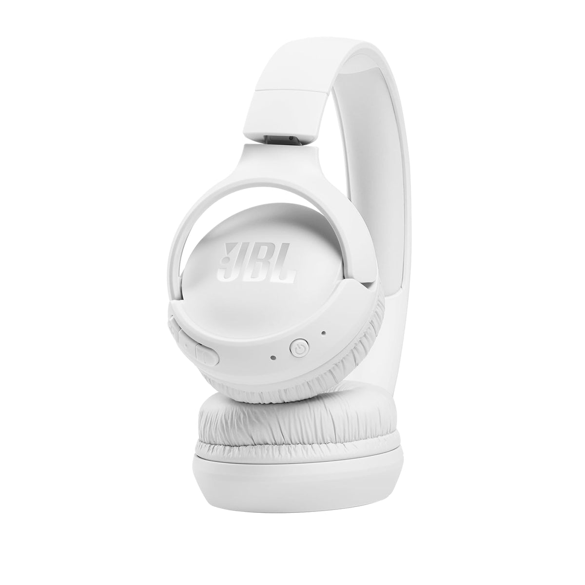 JBL Tune 510BT folded compact in white for easy storage and travel