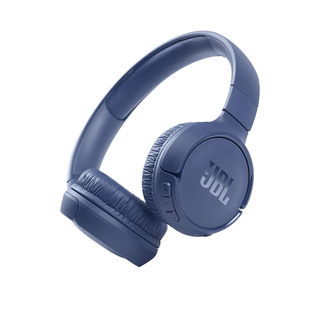 JBL Tune 510BT front view showing sleek blue finish and portable benefit