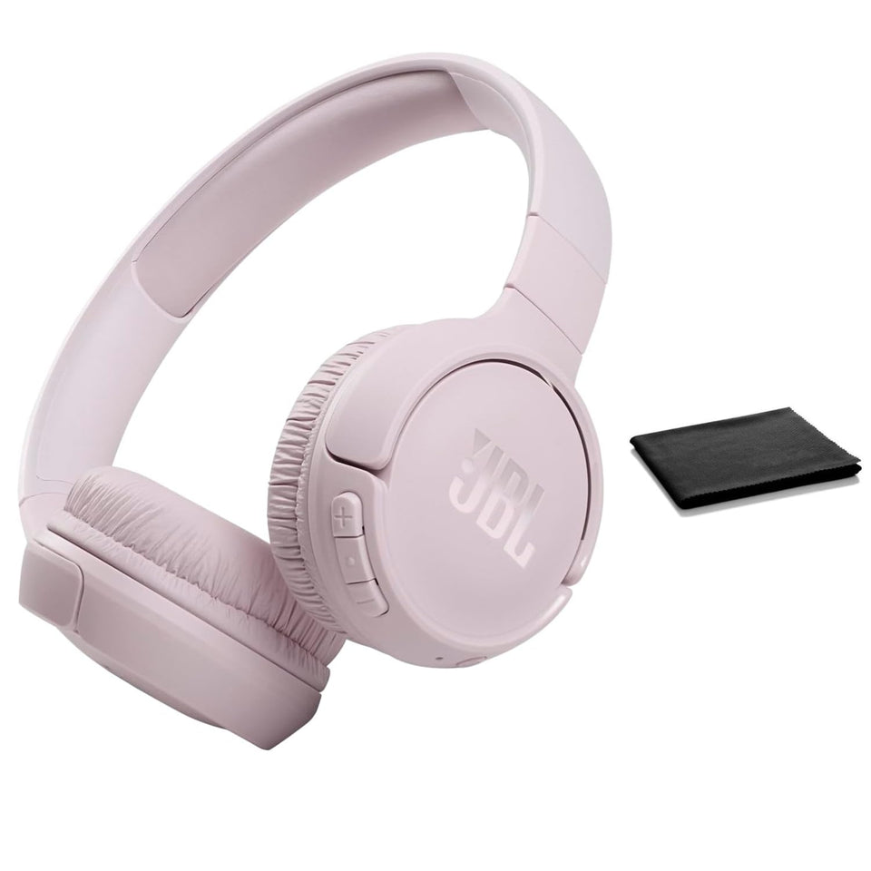 JBL Tune 510BT front view in rose showing sleek design and strong bass