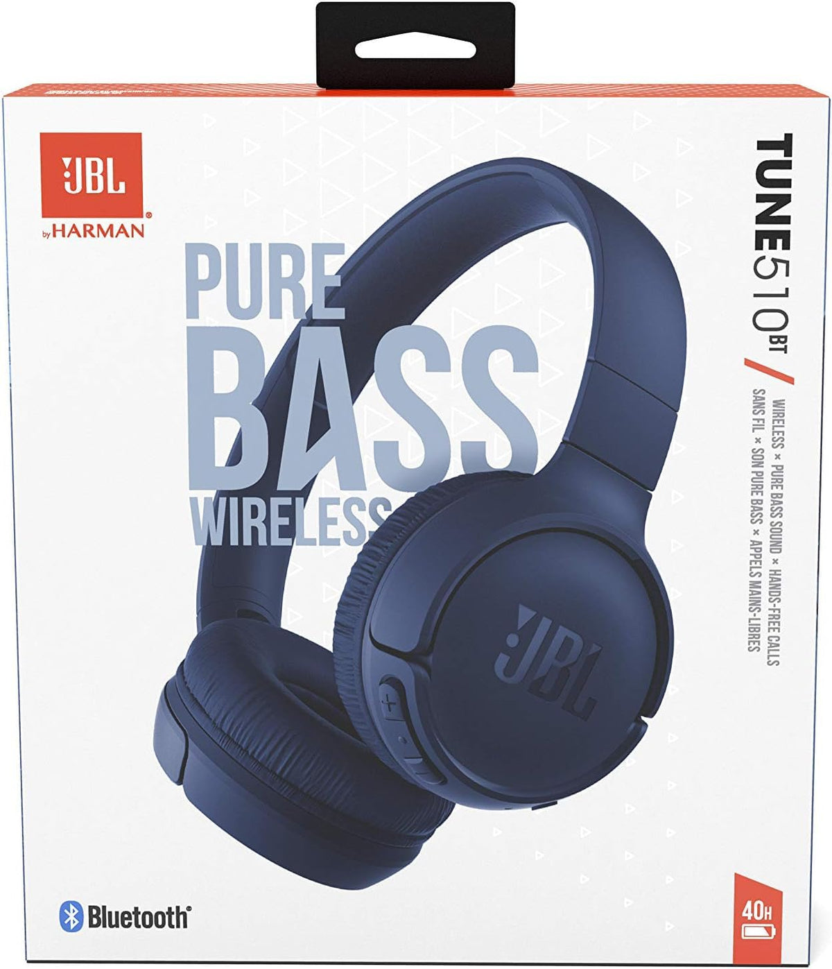 JBL Tune 510BT next to smartphone showing scale and pocketable size