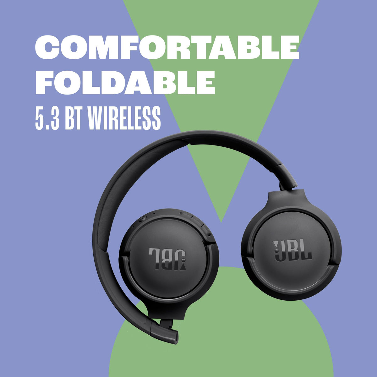 Smartphone screen with JBL app EQ next to JBL Tune 520BT indicating sound customization