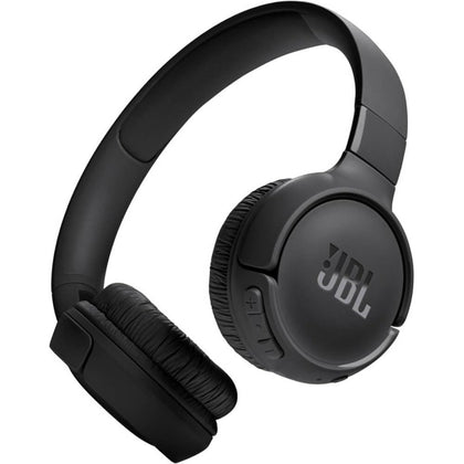 JBL Tune 520BT front view showing sleek black design and Pure Bass benefit