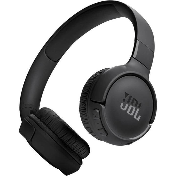 JBL Tune 520BT front view showing sleek black design and Pure Bass benefit