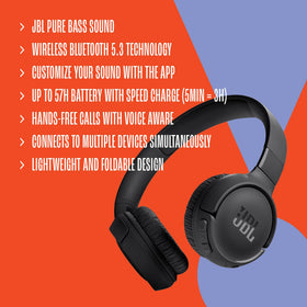 JBL Tune 520BT next to backpack for scale and easy packing benefit