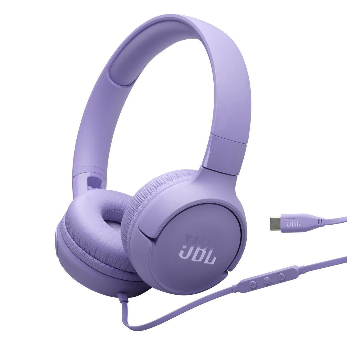JBL Tune 520C front view showing on-ear cups and purple finish for stylish listening