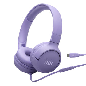 JBL Tune 520C front view showing on-ear cups and purple finish for stylish listening
