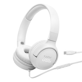 JBL Tune 520C front view highlighting clean white design and comfort
