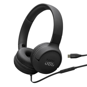 JBL Tune 520C front view showing sleek on-ear design and travel-ready comfort