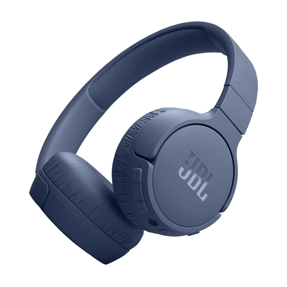 JBL Tune 670NC on-ear headphones folded blue for travel