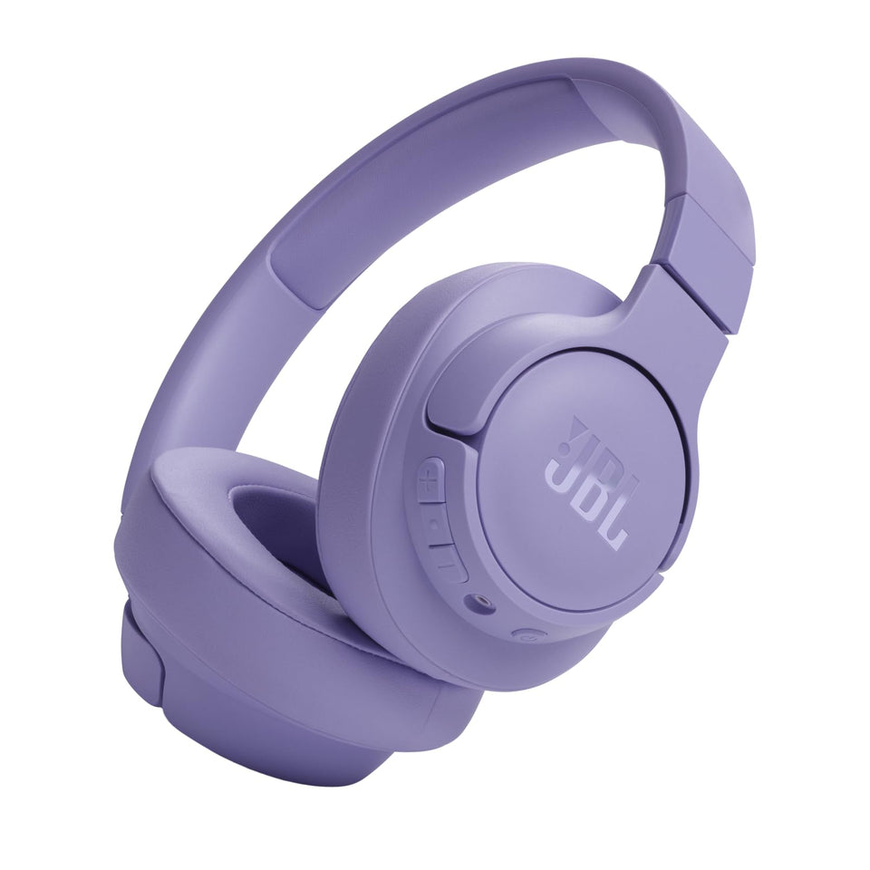 JBL Tune 720BT front view purple headphones delivering immersive bass for daily listening.