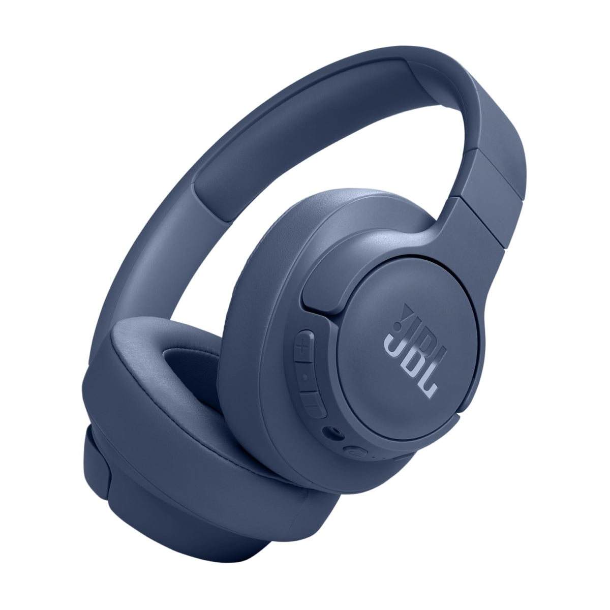 JBL Tune 770NC folded blue headphones, compact travel ready.