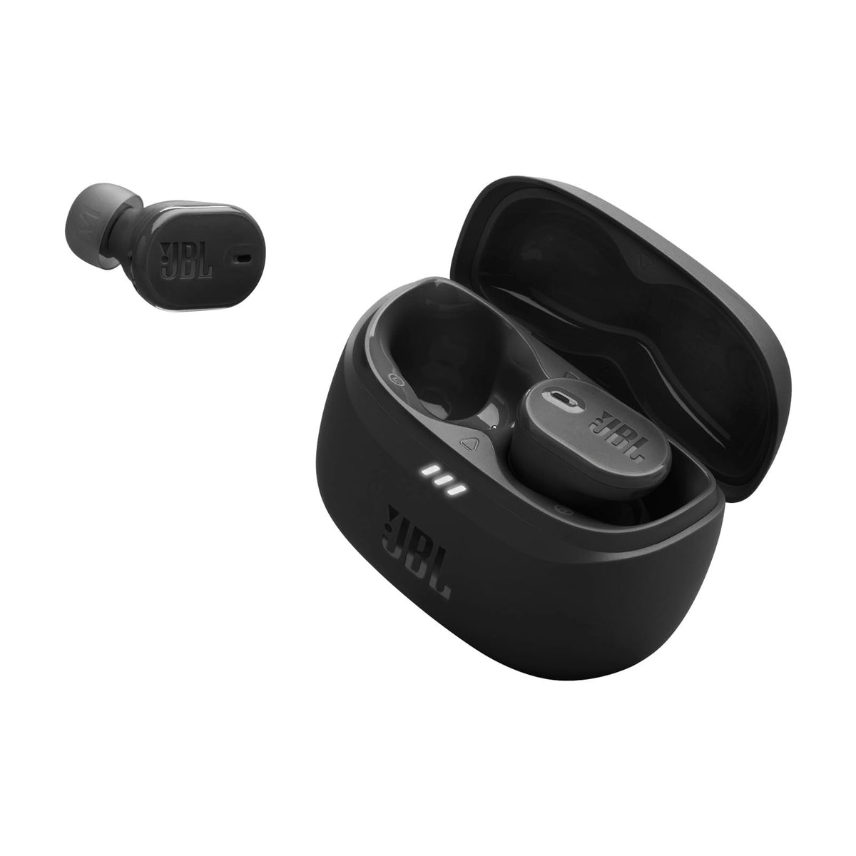 JBL Tune Buds 2 earbuds front view for immersive sound on the go.
