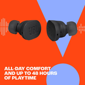 JBL Tune Buds with 4-mic system for crisp calls.