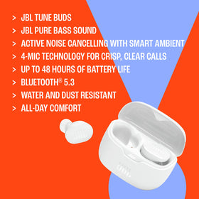 JBL Tune Buds water and dust resistance suits workouts and daily use.