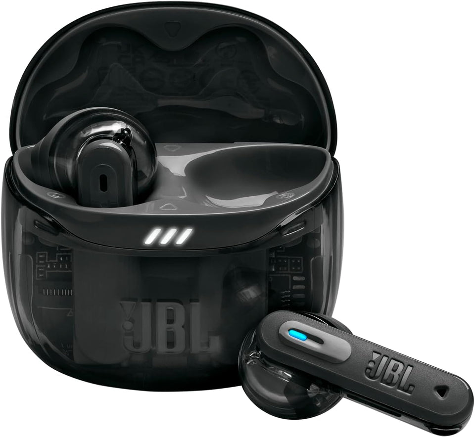 JBL Tune Flex 2 front view showing compact case and earbuds, good portability