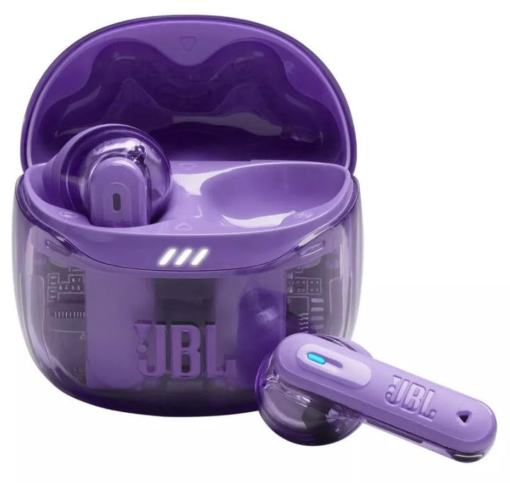 JBL Tune Flex 2 front view showing earbuds and benefit of compact design