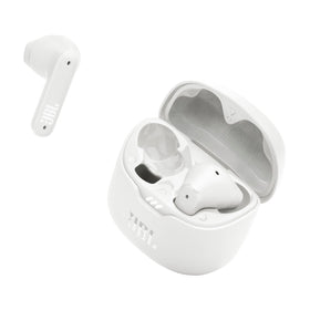Hand holding JBL Tune Flex case showing compact scale and pocket-friendly portability