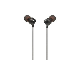 JBL Tune 110 earpiece close-up with 9mm driver delivering deep bass for daily listening