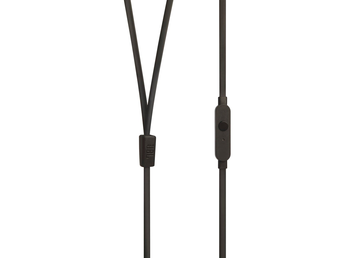 JBL Tune 110 flat cable detail showing tangle-free design for easy wear