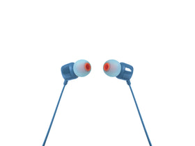 JBL Tune110 one-button remote close-up demonstrates simple control for playback and calls