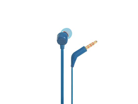 JBL Tune110 tangle-free flat cable close-up illustrates durable everyday use
