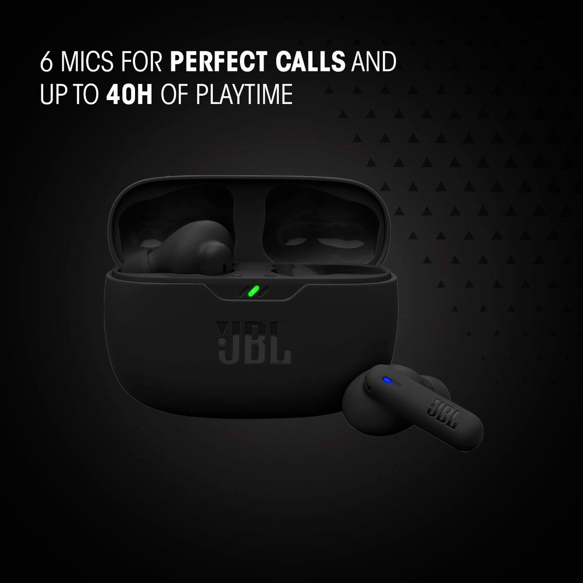 JBL Vibe Beam 2 USB-C charging port detail for fast recharge convenience